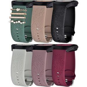 NEW Set of 6 Engraved Boho Samsung Watch Bands with Charms 20mm